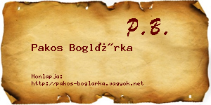 Pakos Boglárka névjegykártya